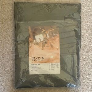 RSVP Olive Green Tablecloth Set